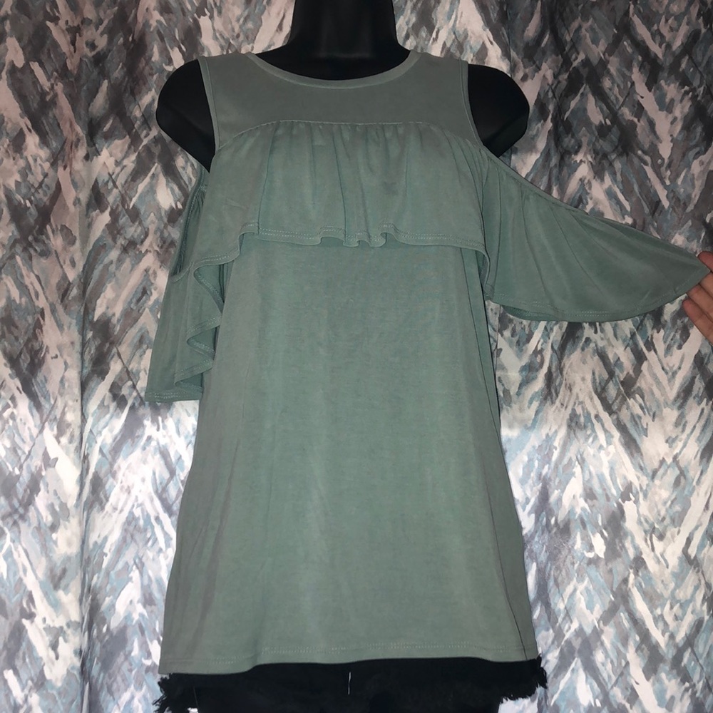 Green Soprano Cold Shoulder Top